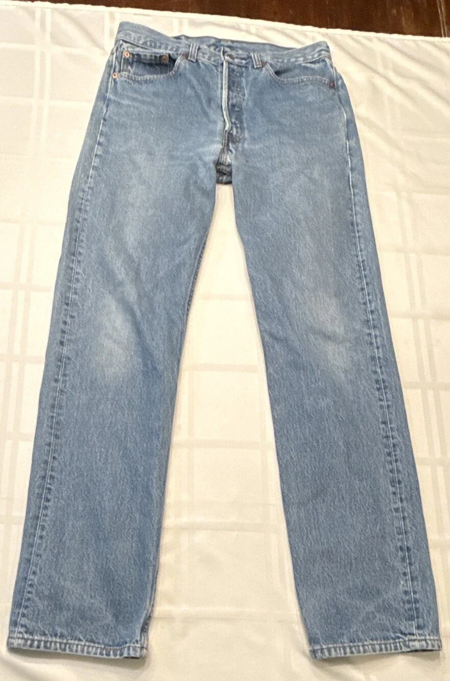Vintage 90s Levi's 501 Button Fly Jeans 32x34 Made in USA Stonewash Blue